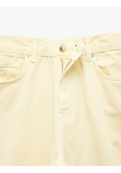 Koton Pamuklu Cep Detaylı Rahat Kesim Barrel Fit Jean Pantolon - Barrel Jean Sarı 5sal40061mw Sarı