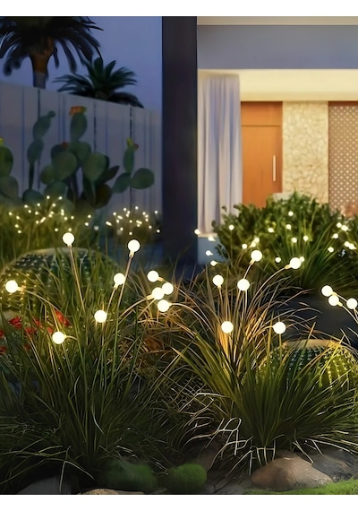 İndecor Houseware 6 Led'li Sarı Güneş Enerjili Bahçe Aydınlatması Balkon Lamba Solar Işık Ateş Böceği Peyzaj Çiçeği Sıcak Beyaz