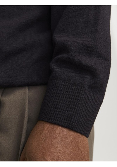 Jack & Jones Erkek Polo Yaka Uzun Kollu Triko Üst - Emil - 12268210 Siyah