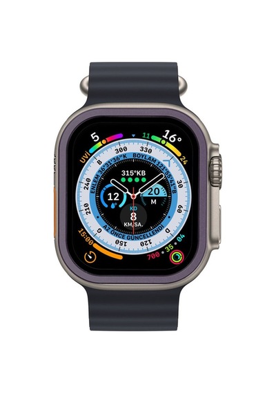 Watch Ultra 49mm Alüminyum Kasa Cam Ekran Koruyucu - Mor Bz8683140517038