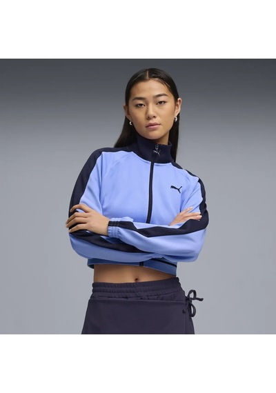 Puma T7 Pique Cropped Jacket Mavi Kadın Crop Ceket