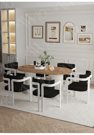 Avvio Romeo Ptt Lake Mdf Ayak 6'lı Tokyo Metal Demonte Sandalye 80x160 Masa Sandalye Takımı Akça