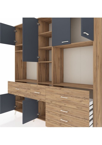 Hyperion Dolap 10 Raflı 6 Çekmeceli 8 Kapaklı 220x44x243 Çam-antrasit/çam Antrasıt/atlas Çam Hyperion Dolap 10 Raflı 6 Çekmeceli 8 Kapaklı 220x44x243 Çam-antrasit/çam Antrasıt/atlas Çam