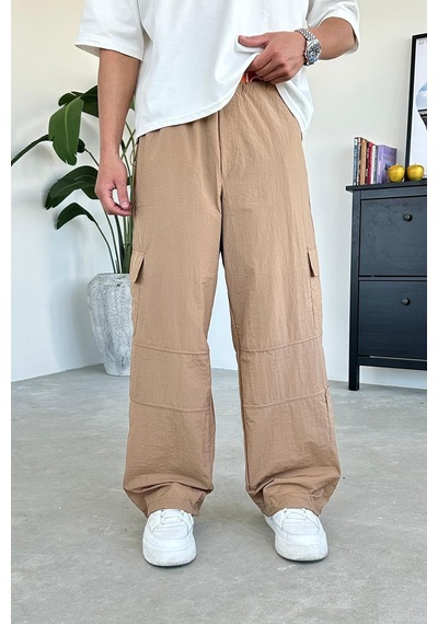 Kahverengi Paraşüt Kargo Bdg Ayarlanabilir Paça Baggy Pantolon Kahverengi
