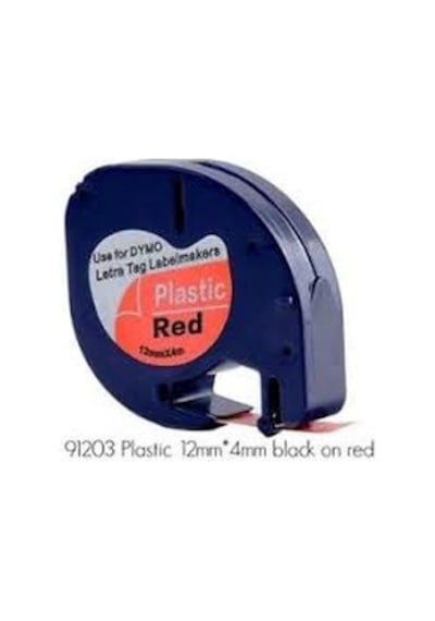 Dymo 91203 Letratag Plastik Şerit 12 MM x 4 M Kırmızı