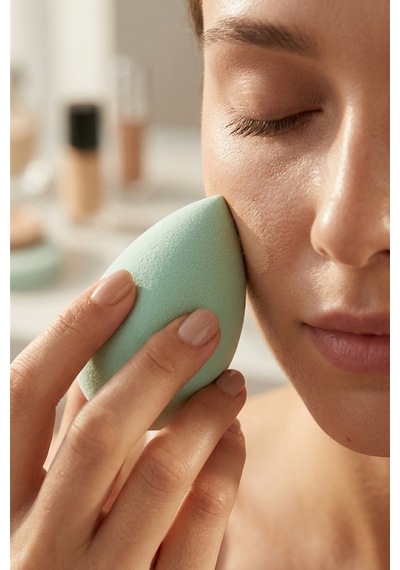 Makyaj Süngeri Yeşil Beauty Blender Fondöten Ve Kapatıcı Uygulama Süngeri, 6 Cm