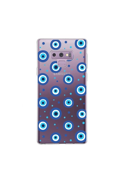 Samsung Galaxy Note 9 İle Uyumlu 1mm Slim Fit Nazar Boncuğu 1 Baskılı Şeffaf Kılıf Şeffaf