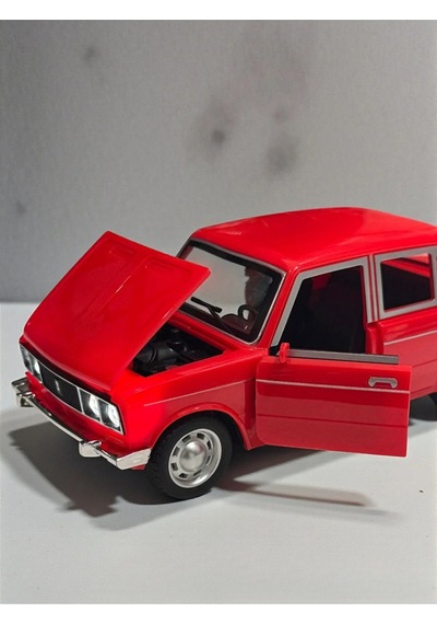 Lada Vaz 2107 Metal Diecast Model Araba 1:24 Ölçek 18cm Sesli Işıklı Çek Bırak Kırmızı Çok Renkli