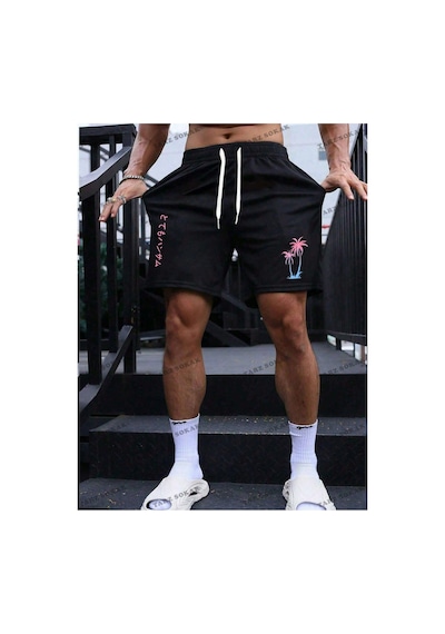 Tarzsokak Y2k Unisex Yaz Şort Bermuda Harajuka Anime Retro Kod-11455 Siyah