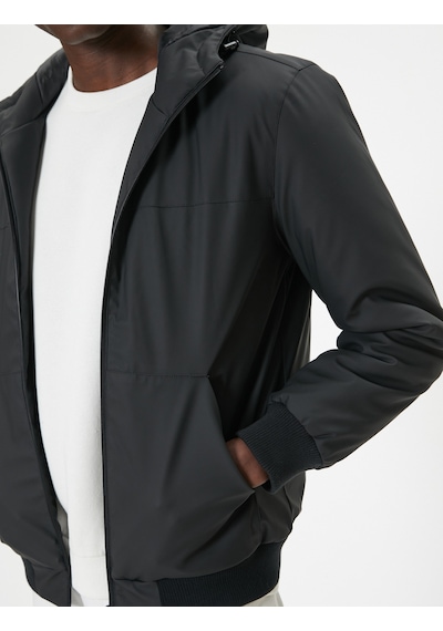 Koton Mevsimlik Ceket Slim Fit Fermuarlı Siyah 5wam20067hw Siyah