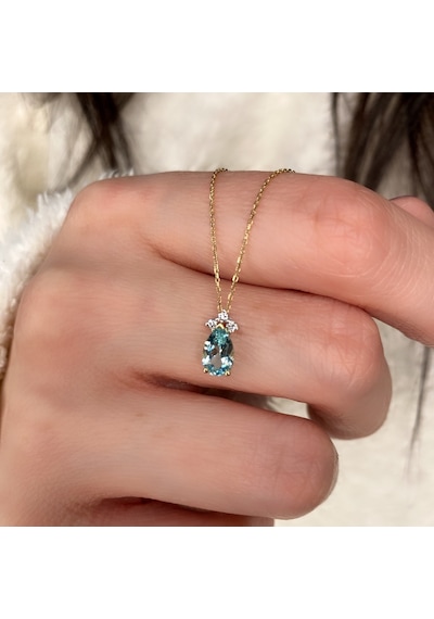 Damla Blue Topaz Ve Pırlanta Kolye Pçk46