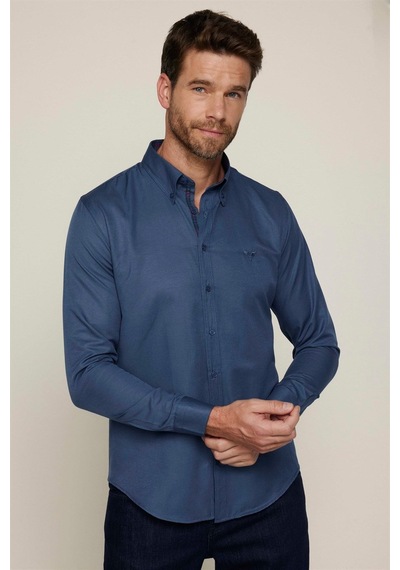 Tudors Erkek Slim Fit Dar Kesim Uzun Kollu Pamuklu Oxford Doku Petrol Renk Düğmeli Yaka Gömlek-23462 Petrol Tudors Erkek Slim Fit Dar Kesim Uzun Kollu Pamuklu Oxford Doku Petrol Renk Düğmeli Yaka Gömlek-23462 Petrol