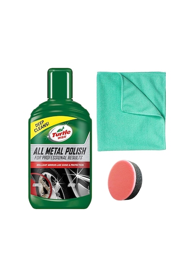 Turtle Wax Krom Ve Metal Parlatıcı 300 Ml Cila Süngeri Bez