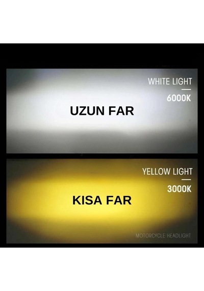 Csp Led Lamba Delici Yayıcı Uzun Kısa H4 00 Otomobil Motosiklet Mercekli Çift Renk Far Ampulü Led Far Beyaz - Sarı 1 Adet