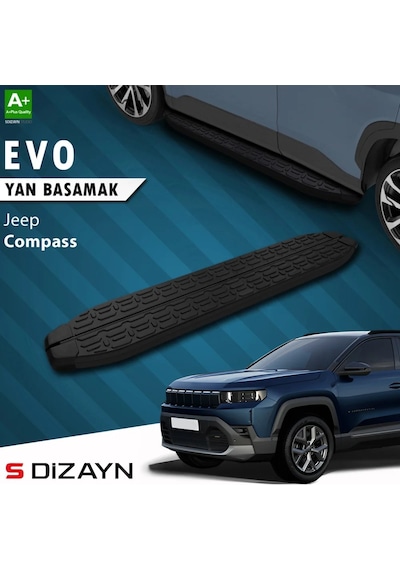 S-dizayn Jeep Compass 3 Evo Siyah Yan Basamak 193 Cm 2025 Üzeri A+ Kalite