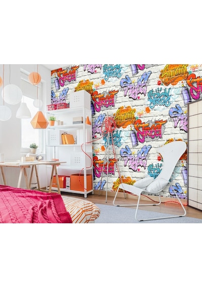 Graffity Renkli Duvar Yazıları Duvar Kağıdı (397456986)