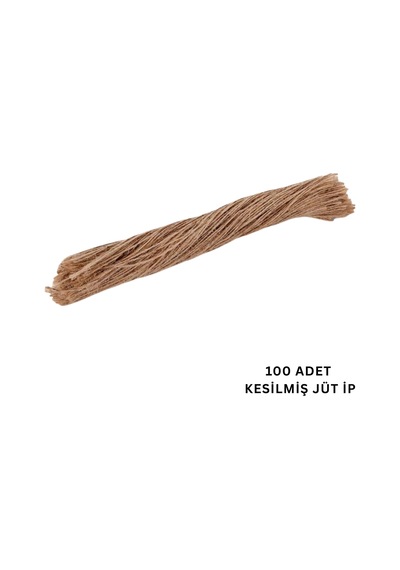 Doğal Kesilmiş Jüt İp Seti, 100lü-35 Cm, Kraft Hediye Paketleme & Süsleme İpi, Etiket Ve Ambalaj İpi