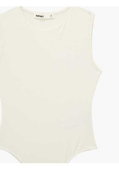 Koton Slim Fit Bisiklet Yaka Kolsuz Bodysuit Ekru 6sak10103ek Ekru
