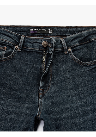 Koton Normal Bel Pamuklu Slim Fit Jean - Brad Jean Koyu İndigo 7wam40004nd