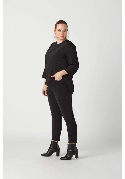 Moda Berray P001s Düz Renk Tam Kalıp Dar Paça Kot Pantolon Siyah Siyah