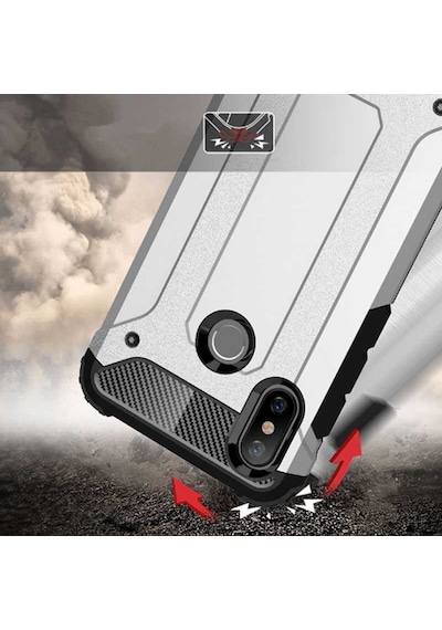 Kilifone - Xiaomi Mi 6x / Mi A2 Uyumlu - Kılıf Çift Katman Koruyucu Crash Military Tank Kılıf - Siyah Siyah
