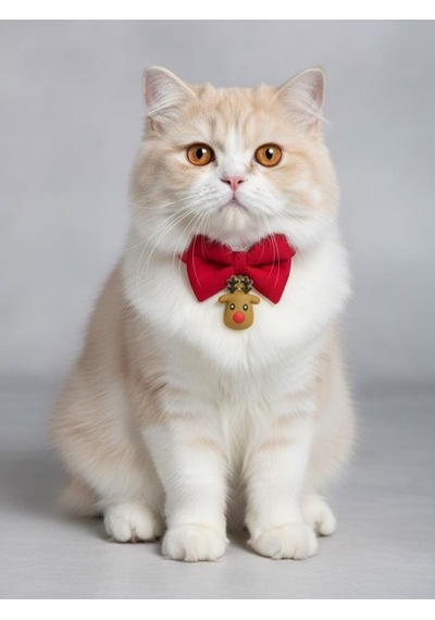 Yılbaşı Geyiği Kedi Papyon Tasması Kırmızı Fiyonk Boyun Aksesuarı Noel Temalı Kedi Süsü