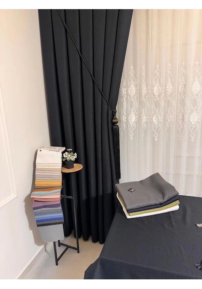 Nivemeshome Roma Keten 1/3 Sık Pileli Antrasit Fon Perde Apm Antrasit