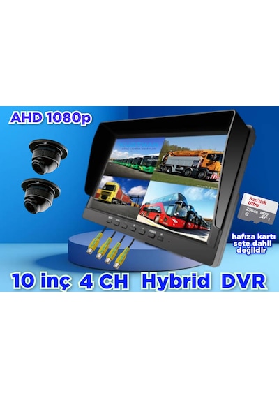2 Adet Ahd 1080p Ultra Mini Kamera Ve 10 İnç Dvr Monitör Set 12 V