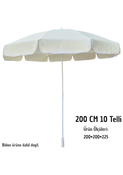 Plaj Şemsiyesi Krem 200 Cm 10 Telli Bambu - Krem Bidonsuz