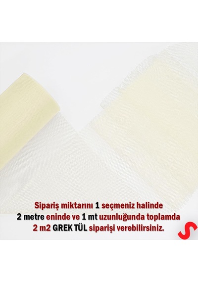 Süsleme Tülü Grek Tül, 2 Mt En X 1 Mt Uzunluk - Krem 0-99