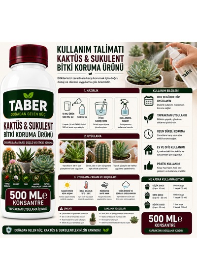 Taber Kaktüs & Sukulent Bitki Bakım Ürünü 500 Ml Konsantre Kaktüs Ve Sukulentler İçin Yapraktan Uygulama Diğer