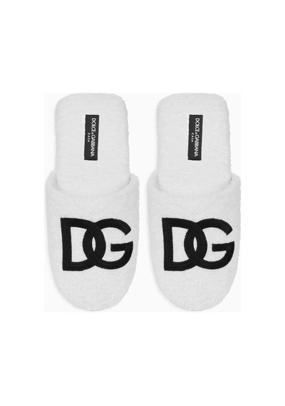 Dolce & Gabbana Casa Unisex Logo Işlemeli Terlik, Pamuklu, Yumuşak & Rahat Beyaz