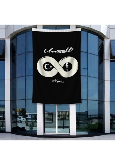 Unutmadık Yazılı Sonsuz İşaretli Atatürk Anma Bayrağı Poster Bayrak Raşel Kumal 4x6 Metre Ata48 Diğer