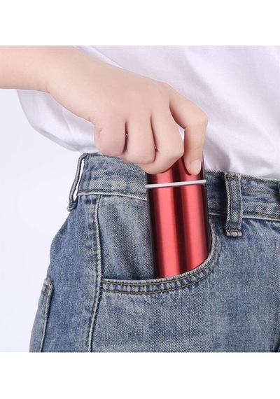 Termos 304 Paslanmaz Çelik Çift Katman 150 Ml Cep Tipi Mini Ufak Kirmizi