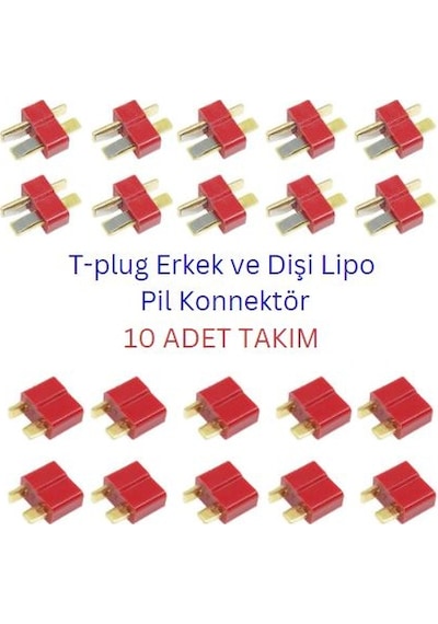 T-plug Erkek Dişi Takım Lipo Pil Konnektör 10 Adet