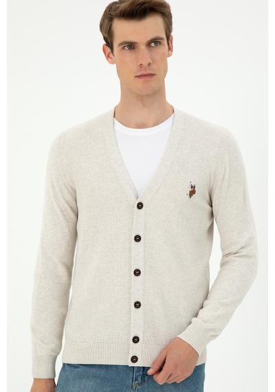 U.s. Polo Assn. Erkek Taş Melanj Hırka Triko 50288878-vr225 Taş Melanj