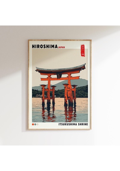 Itsukushima Tapınağı, Hiroşima Japonya Duvar Sanatı, Yüzen Torii Kapısı Posteri