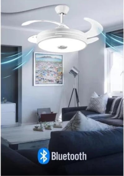 Mutlusan Aydınlatmalı Tavan Vantilatörü Bluetoothlu Beyaz