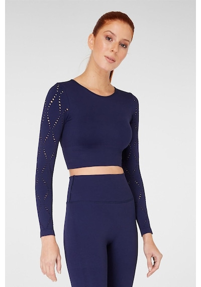 Jerf Naples Uzun Kol Crop Top Econyl Lacivert