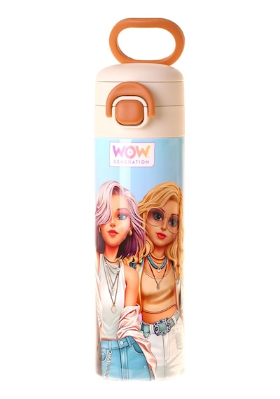 Wow Generation 520 Ml Friends Baskılı Pembe Kız Çocuk Çelik Termos Matara Çift İçim Kilitli Kapak - W6057