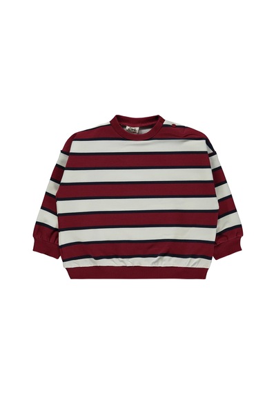 Civil Baby Çizgili 6-18 Ay Sweatshirt Koyu Bordo