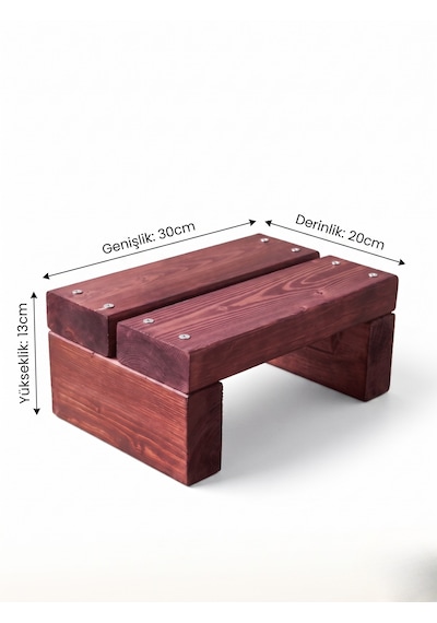 Nest Woodtr Doğal Ahşap Tek Katlı Basamak Tabure Yükseltici 30x25x15cm 1adet Koyu Maun