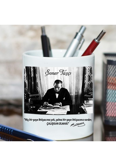Atatürk Fotoğraflı Isim Baskılı Hediyelik Kalemlik