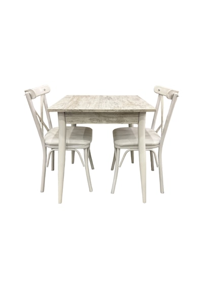 Mendel Masa Ve Bahar Çapraz Sandalye Takımı, Kristal, 70x70 Beyaz