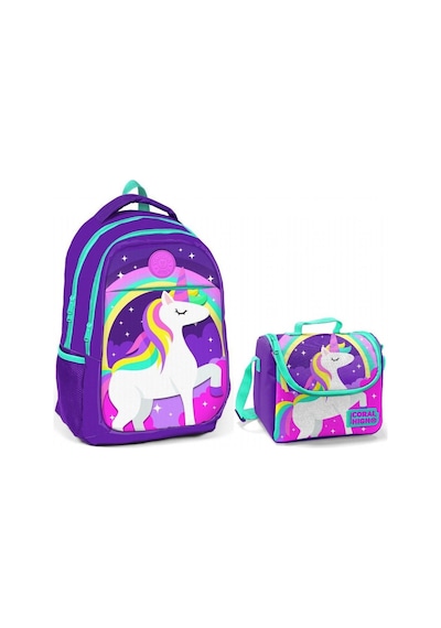 Coral High Kız Çocuk Mavi Unicorn Okul Sırt Çantası ve Beslenme Ç