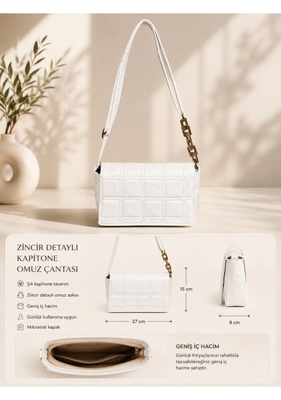 Zeydila Elegant Beyaz El & Omuz Çantası