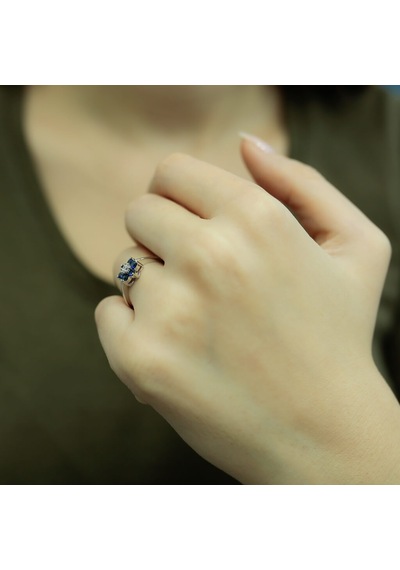 Lova Pırlantalı Safir Papatya Yüzük - 1020247