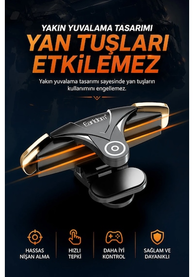 Exenar - Gri - Telefon Tetik Tuşu Oyun Tetiği Gamer Oyun Konsolu Pubg Vs Çeşitli Oyunlarla Uyum 2 Li Set