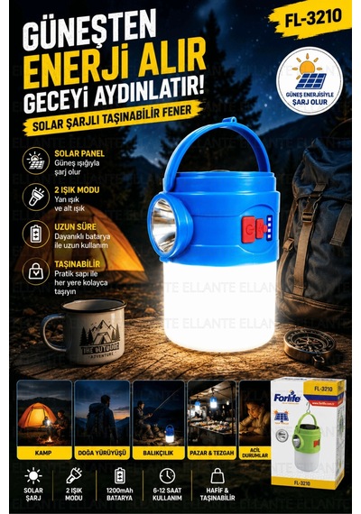 Güçlü Işık Veren Şarjlı Led El Feneri, 3 Modlu Taşınabilir Kompakt Cep Feneri, Kamp Outdoor Araç Ev Çok Renkli