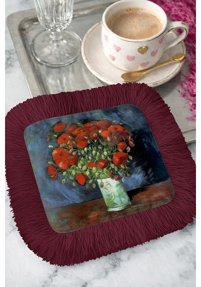 Sanatsal Çiçek Aranjmanlı Püsküllü Sunum Peçetesi-vintage Stil Bordo Rustik Bardak Altlığı Mendil Koyu Fırtına Siyah Sanatsal Çiçek Aranjmanlı Püsküllü Sunum Peçetesi-vintage Stil Bordo Rustik Bardak Altlığı Mendil Koyu Fırtına Siyah